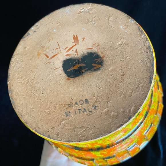 Vintage MCM Orange Speckle Glazed Decorative Pottery Pitcher Made In Italy - Picture 8 of 11